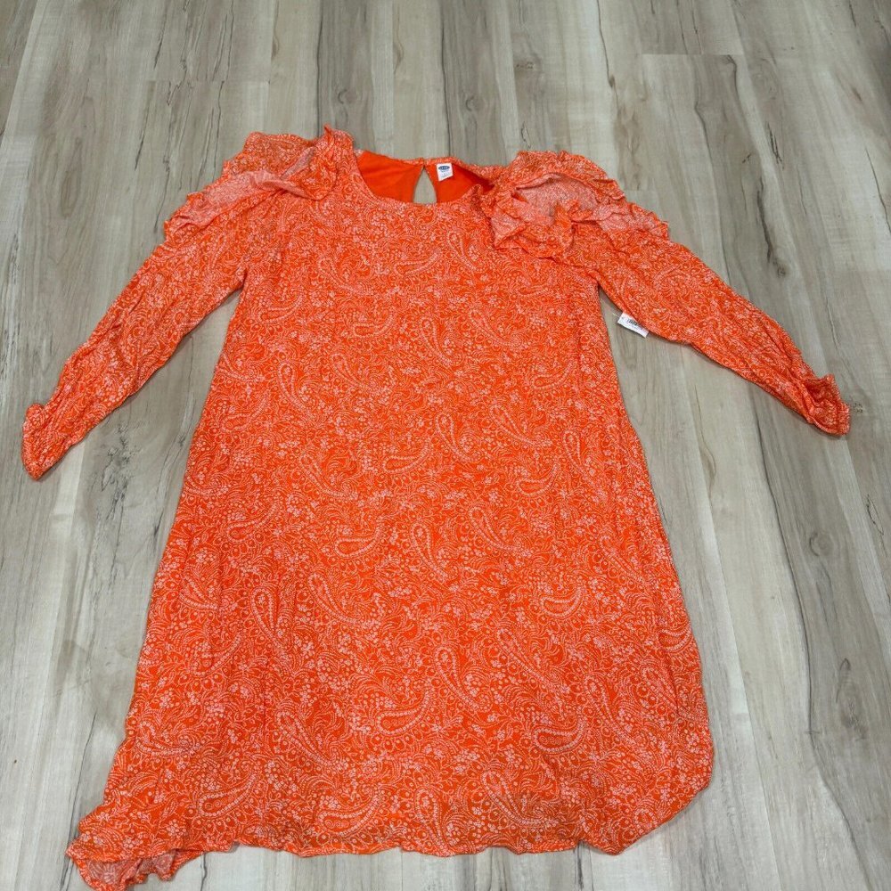Women’s Old Navy Orange‎ Dress Size Medium M  Open Sleeves Boho
